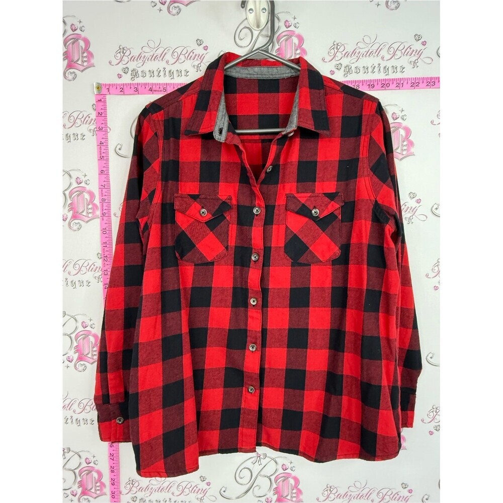 Shirt button up Red and Black Plaid Button-Up Shirt